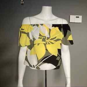 Bailey 44 top medium off the shoulder abstract flower bold sexy summery playful